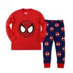 Ensemble surpyjama à manches longues pour enfants avec motif de tête d'homme-araignée Rouge 8 ans