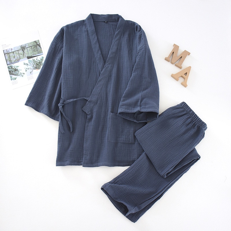Surpyjama 100% coton grande taille pour homme et femme Bleue grisée M