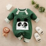 Surpyjama Panda de couleur vert pour saison d'hiver pour bébé_1