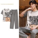 Surpyjama Panda style simple pour homme en coton_11