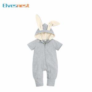 Surpyjama à capuche en coton pour bébé lapin_1