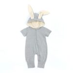 Surpyjama à capuche en coton pour bébé lapin Grise 3mois