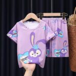 Surpyjama à manches courtes en coton pour enfant à motif chat_18