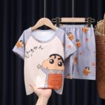 Surpyjama à manches courtes en coton pour enfant à motif chat_5