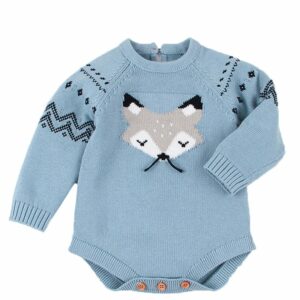 Surpyjama a motif renard tricoté pour bébé_1