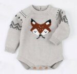 Surpyjama a motif renard tricoté pour bébé_3