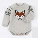 Surpyjama a motif renard tricoté pour bébé_7