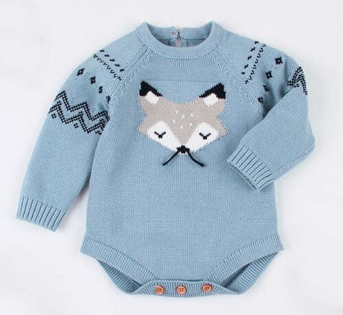 Surpyjama a motif renard tricoté pour bébé Bleu 100