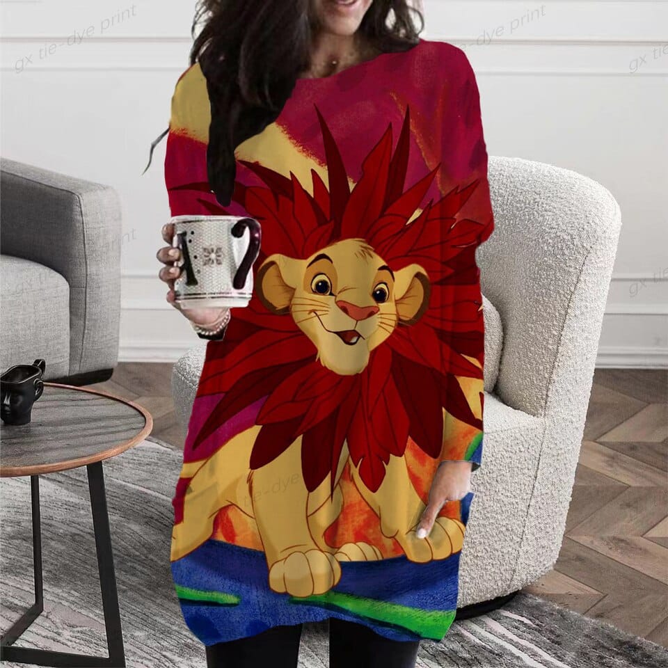 Surpyjama chic pour femmes avec motif de dessin animé du roi lion_4