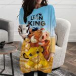 Surpyjama chic pour femmes avec motif de dessin animé du roi lion Bleu 6XL