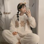 Surpyjama coréen en velours polaire pour femme Beige M