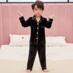 Surpyjama d'automne en velours doré pour enfant de 3 ans Noire Chine 3 ans