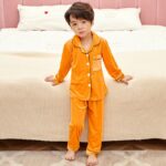 Surpyjama d'automne en velours doré pour enfant de 3 ans Orange Chine 3 ans