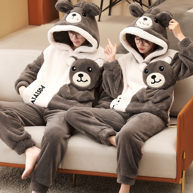 Surpyjama d'hiver motif Panda style coréen pour couple_4