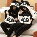 Surpyjama d'hiver motif Panda style coréen pour couple Noir Homme-XXXL