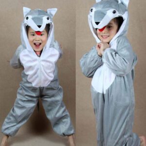 Surpyjama de loup à fermeture éclaire pour enfant en polyester_1