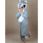 Surpyjama de loup à fermeture éclaire pour enfant en polyester_2