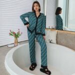Surpyjama de luxe en polyester pour femme à col V Verte L Chine