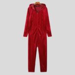 Surpyjama décontracté à capuche pour homme en polyester Rouge S