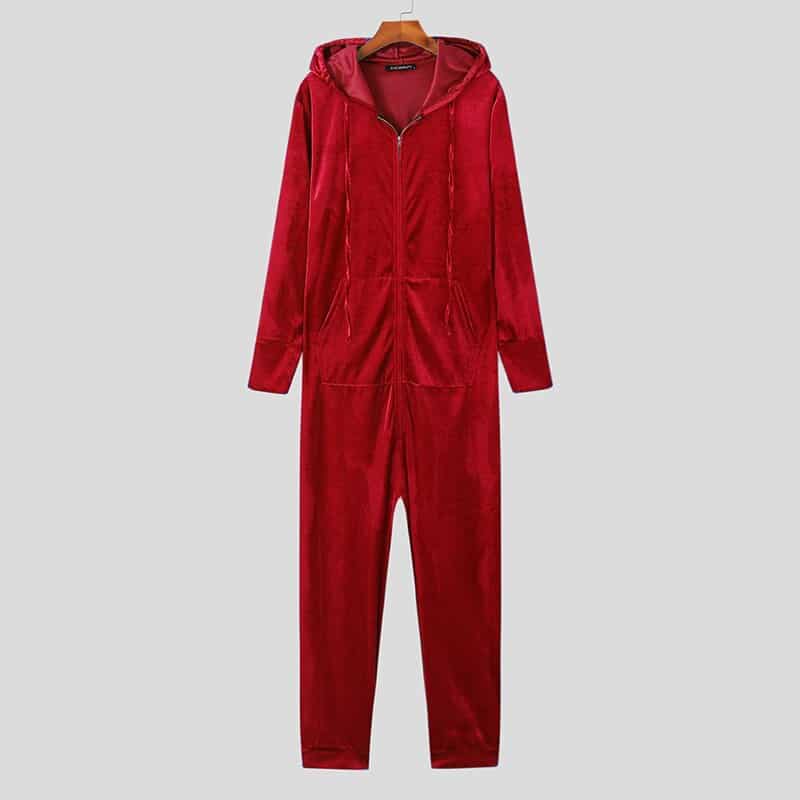 Surpyjama décontracté à capuche pour homme en polyester Rouge S