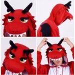 Surpyjama dragon rouge pour adulte en acétate de haute qualité_2