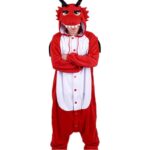Surpyjama dragon rouge pour adulte en acétate de haute qualité_6
