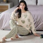 Surpyjama en coton et Polyester à manches longues pour femme_1
