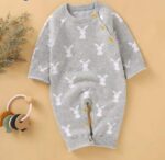 Surpyjama en coton tricoté pour bébé avec motif lapin Grise 73cm