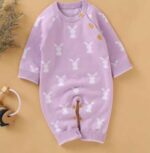 Surpyjama en coton tricoté pour bébé avec motif lapin Violette 73cm