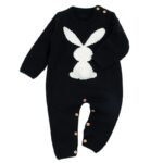 Surpyjama en tricot à longues manches avec imprimé lapin Noire 6mois Chine