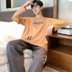 Surpyjama grande taille en coton pour Homme Orange L