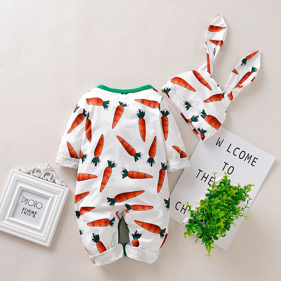 Surpyjama lapin avec motif légume en coton pour bébé_2