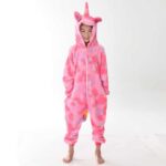 Surpyjama licorne d'hiver chaud en coton pour enfant Rose Chine 100cm
