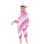 Surpyjama licorne d'hiver chaud en coton pour enfant Rose à rayures Chine 100cm