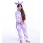 Surpyjama licorne d'hiver chaud en coton pour enfant Violette Chine 100cm