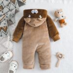 Surpyjama lion brodé 3D à capuche pour bébé_4