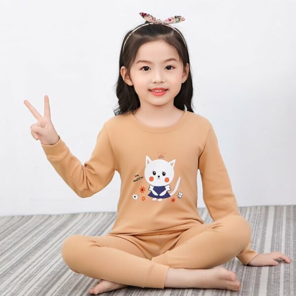 Surpyjama manches longues en coton à motif chat Kaki 90-100cm