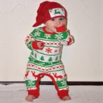 Surpyjama pour bébé en pur coton avec un renne rouge_2