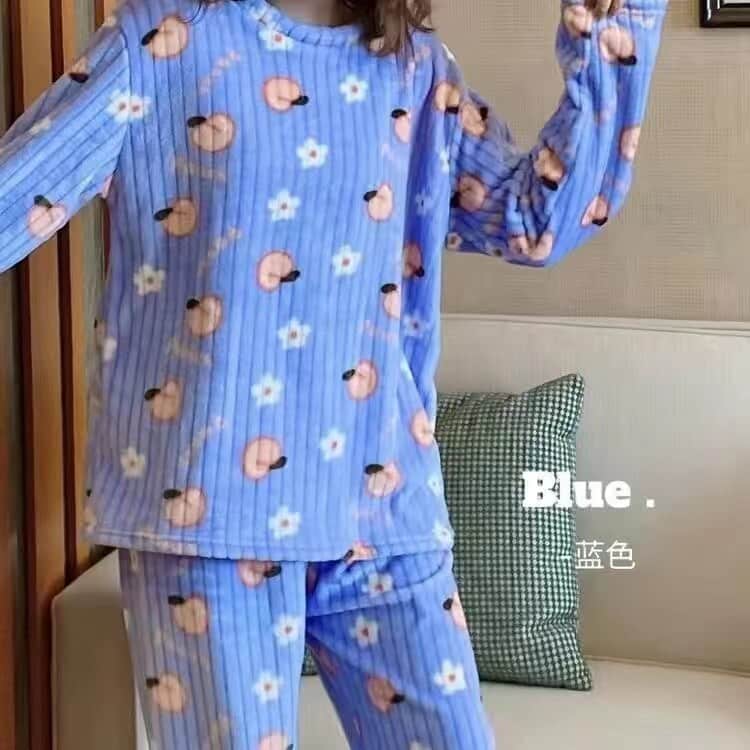 Surpyjama pour femme en flanelle polaire à manches longues Bleue L Chine