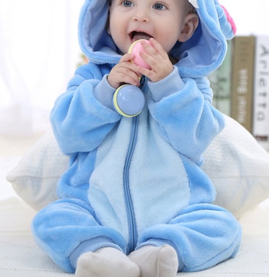 Surpyjama renard pour bébé chaud a doublé polaire Blue 24M