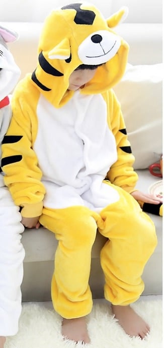 Surpyjama tigre avec capuche en flanelle pour enfant Jaune XL 136-145cm China
