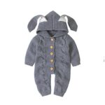 Surpyjama tricoté à capuche avec oreilles de lapin pour bébé Grise 3mois