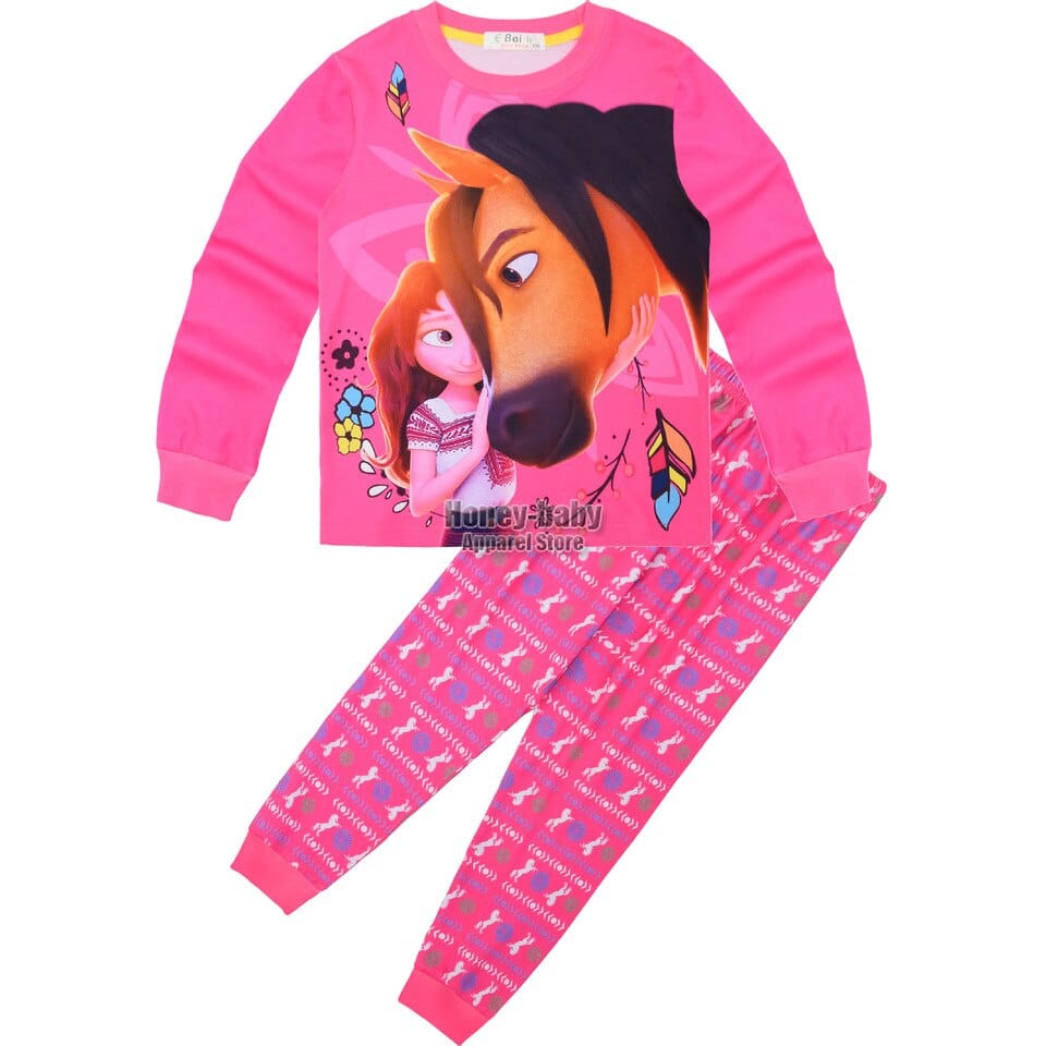 Surpyjamas pour filles de l'anime Sprite le cheval en coton Rose 140