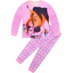 Surpyjamas pour filles de l'anime Sprite le cheval en coton Rose claire 140